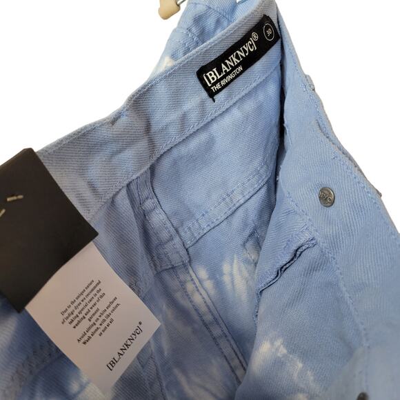 Blank NYC The Rivington High Rise Tapered Blue/White Tie Dye Jeans Women Sz 30 - Picture 8 of 8